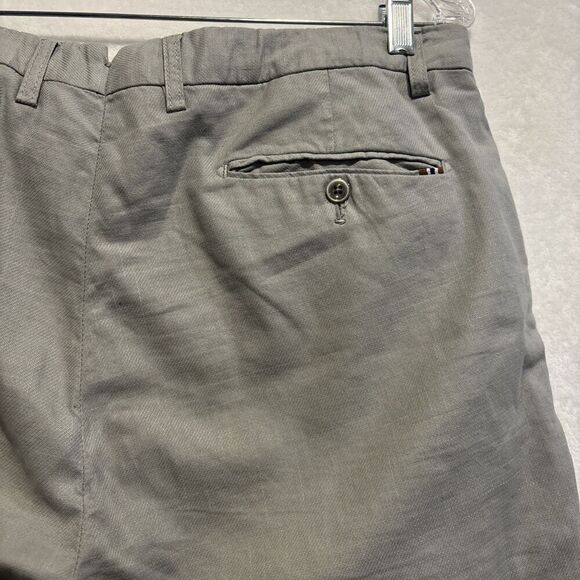 Zanella Linen Blend The Noah Grey Static Plaid Flat Front Stretch Pants Size 36 - Picture 11 of 16